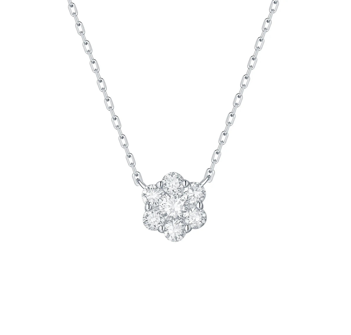 Essentials 0.50ct Cluster Flower Necklace NL-00085WHT