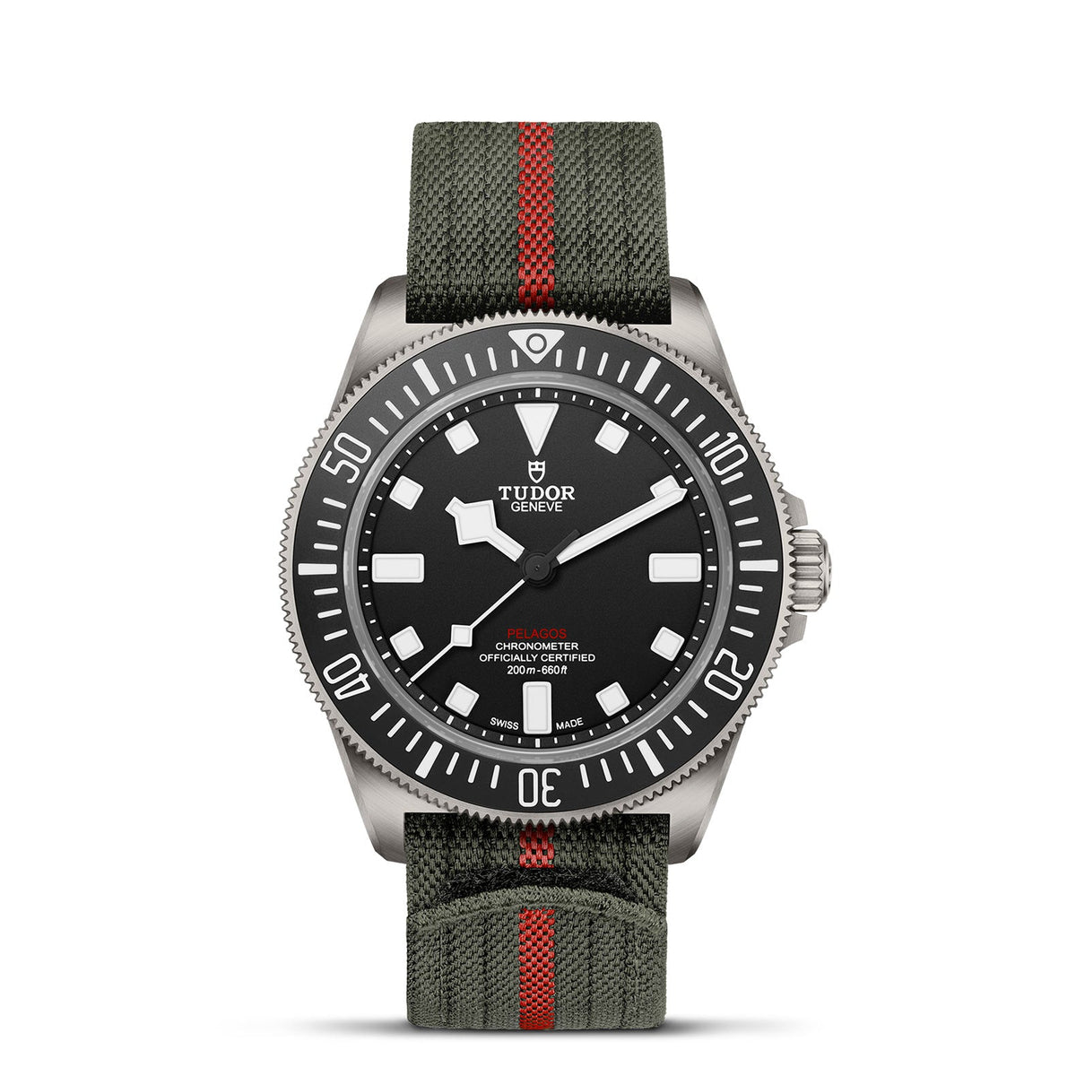 Tudor Pelagos FXD - 42mm titanium case, Green fabric strap with red band - M25717N-0001