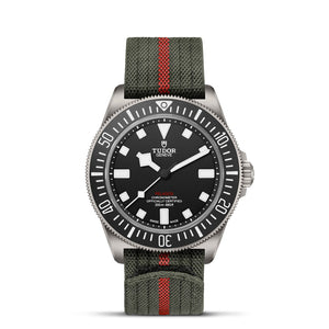 Tudor Pelagos FXD - 42mm titanium case, Green fabric strap with red band - M25717N-0001