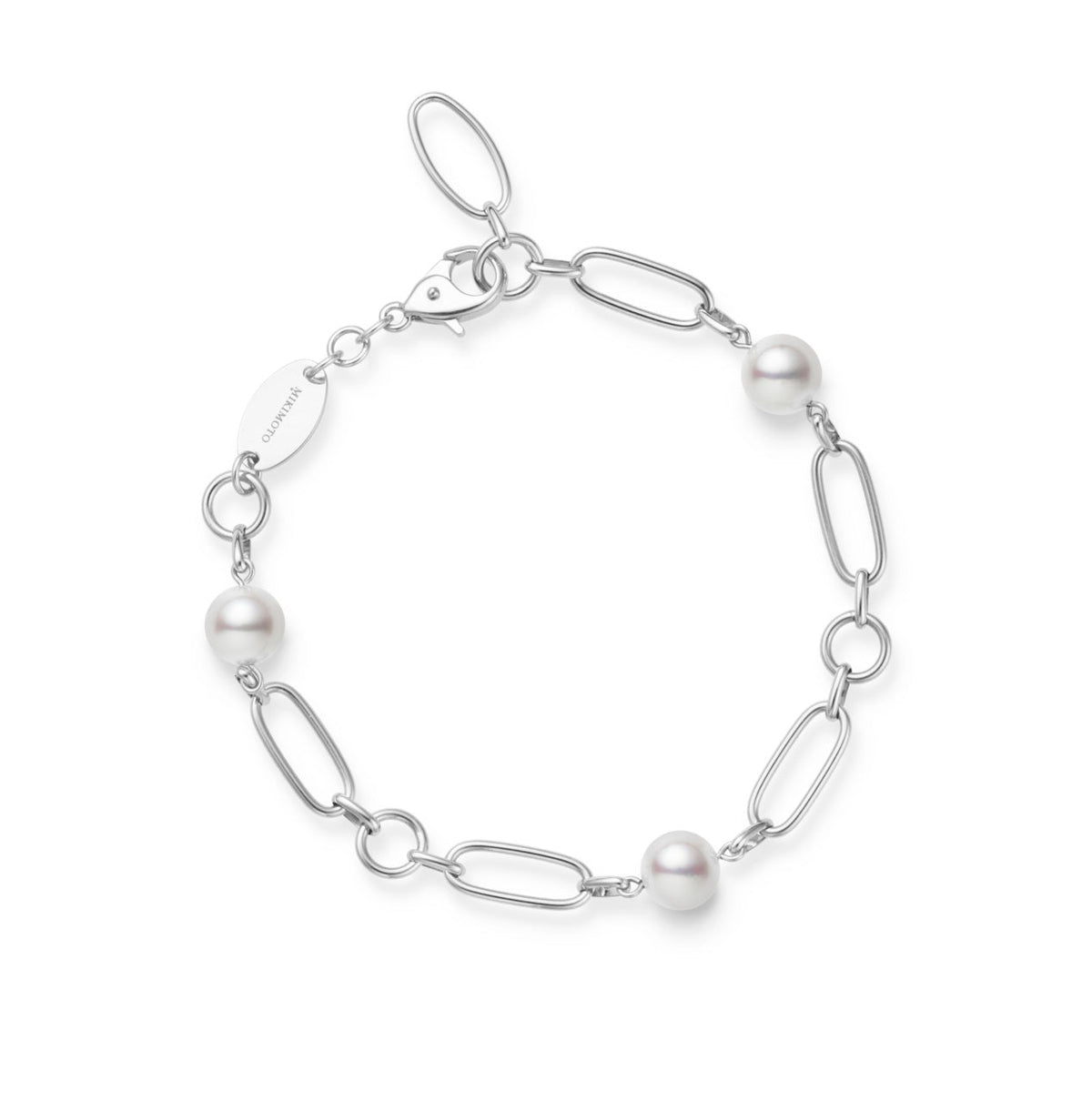 M Code Akoya Cultured Pearl Bracelet in 18K White Gold Mikimoto