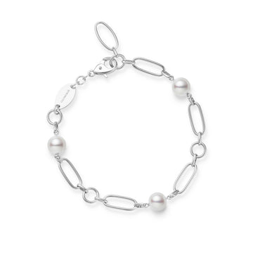M Code Akoya Cultured Pearl Bracelet in 18K White Gold Mikimoto