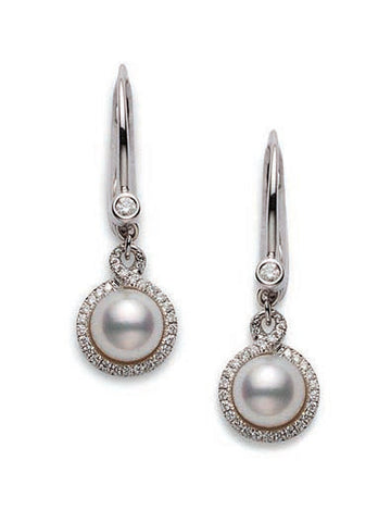 Petit Soleil Akoya Cultured Pearl Earrings - White Gold Mikimoto