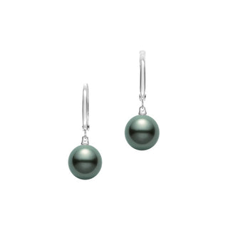Black South Sea Cultured Pearl Drop Earrings in 18K White Gold thumbnail