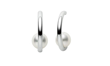 Classic Akoya Cultured Pearl Semi Hoop Earrings in White Gold Mikimoto
