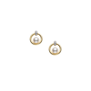 Akoya Cultured Pearl and Diamond Circle Earrings thumbnail