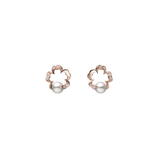 Cherry Blossom Akoya Cultured Pearl Earrings in Pink Gold thumbnail