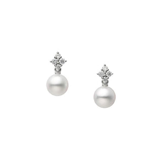 Classic Akoya Cultured Pearl and Diamond Earrings thumbnail