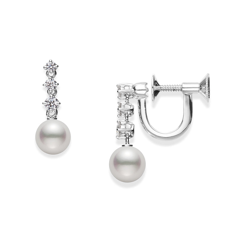 Morning Dew Akoya Cultured Pearl Earrings with Screw Back Mikimoto