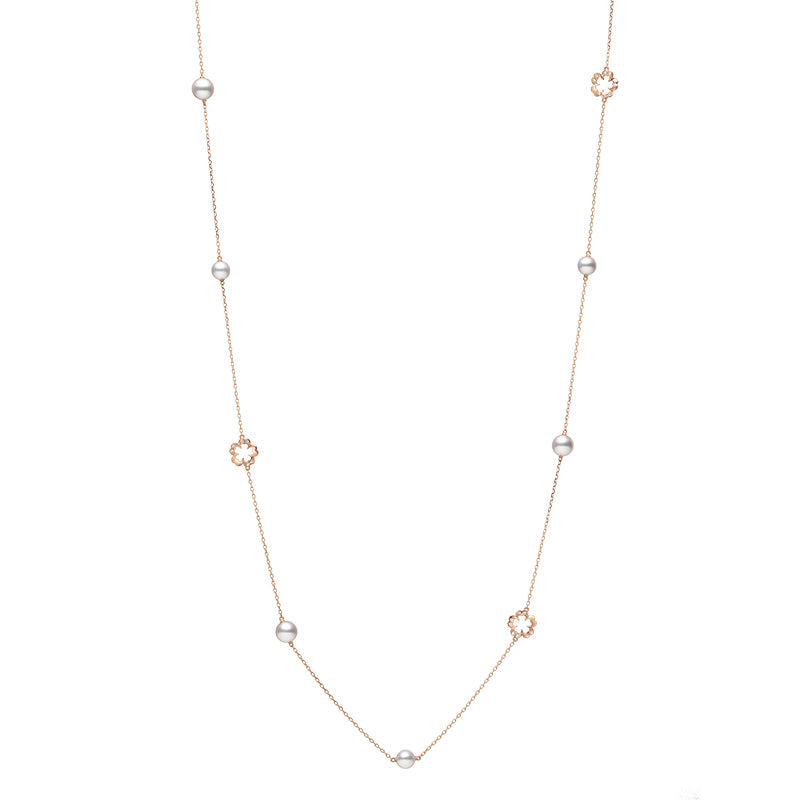 Cherry Blossom Akoya Cultured Pearl Necklace in Pink Gold Mikimoto
