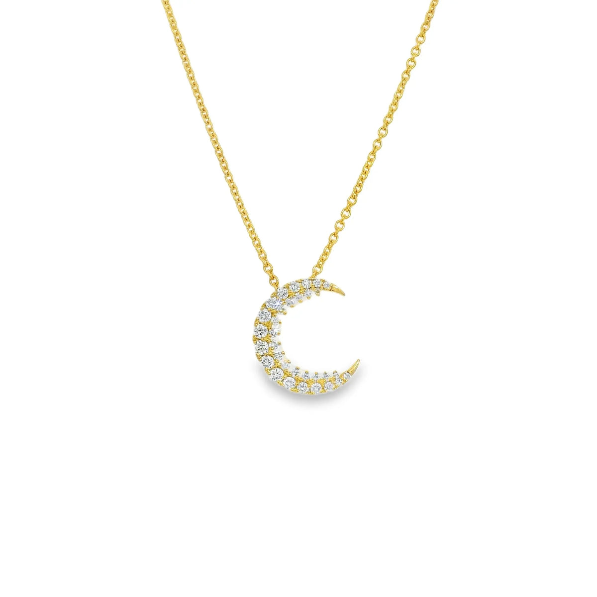 18K Yellow Gold Moon Pendant with Diamonds