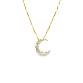 18K Yellow Gold Moon Pendant with Diamonds thumbnail