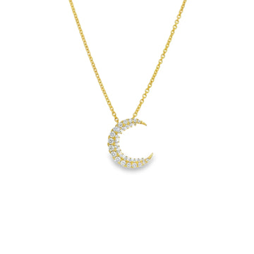 18K Yellow Gold Moon Pendant with Diamonds