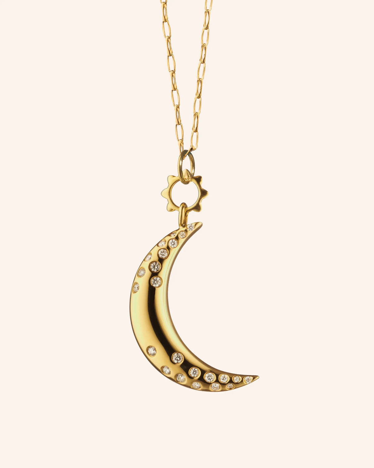 "Dream" Crescent Moon Necklace with Diamonds