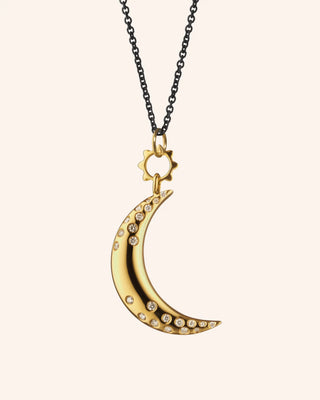 "Dream" Crescent Moon Necklace with Diamonds thumbnail