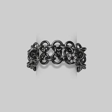 Passionoir Diamond and Black Rhodium Plated Chain Ring