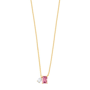 Customizable Toi et Moi Gemstone Necklace