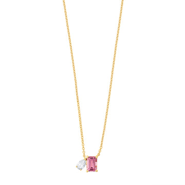 Customizable Toi et Moi Gemstone Necklace