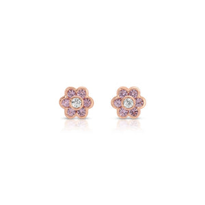 Small Pink Sapphire Floral Studs