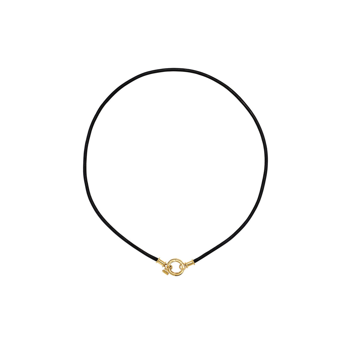 18K Open Black Leather Cord