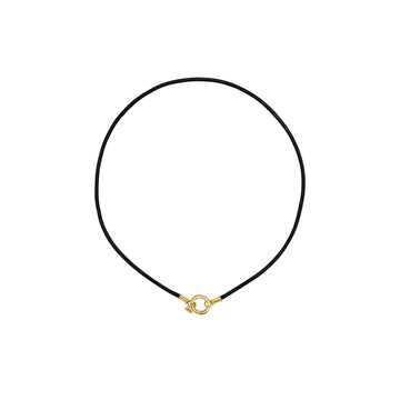 18K Open Black Leather Cord
