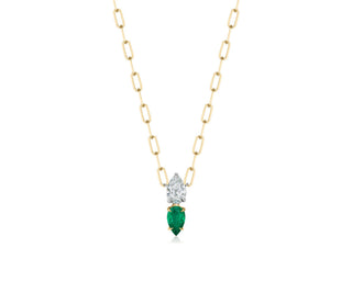 One of One Pear Diamond & Emerald Necklace thumbnail