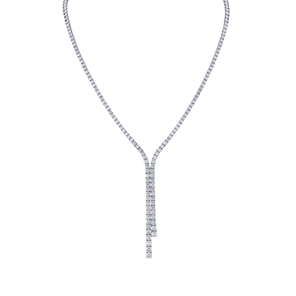 Norman Silverman 18K White Gold Diamond Lariat Halfway Necklace D=4.57 G-H VS2 - N3865
