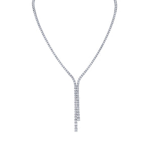Norman Silverman 18K White Gold Diamond Lariat Halfway Necklace D=4.57 G-H VS2 - N3865