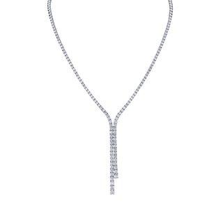 Norman Silverman 18K White Gold Diamond Lariat Halfway Necklace D=4.57 G-H VS2 - N3865 thumbnail