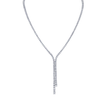Norman Silverman 18K White Gold Diamond Lariat Halfway Necklace D=4.57 G-H VS2 - N3865