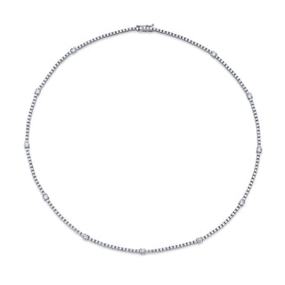 Norman Silverman 18K White Gold Rbd=5.99 G/VS Station Tennis Necklace 18" - N4280 thumbnail
