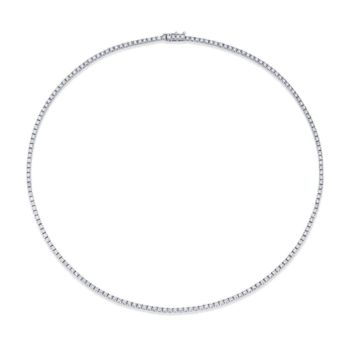 Norman Silverman 18K White Gold Straight Line Round=5.00 Tennis Necklace G/VS - N4317
