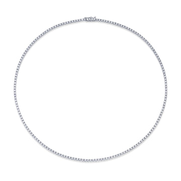 Norman Silverman 18K White Gold Straight Line Round=5.00 Tennis Necklace G/VS - N4317