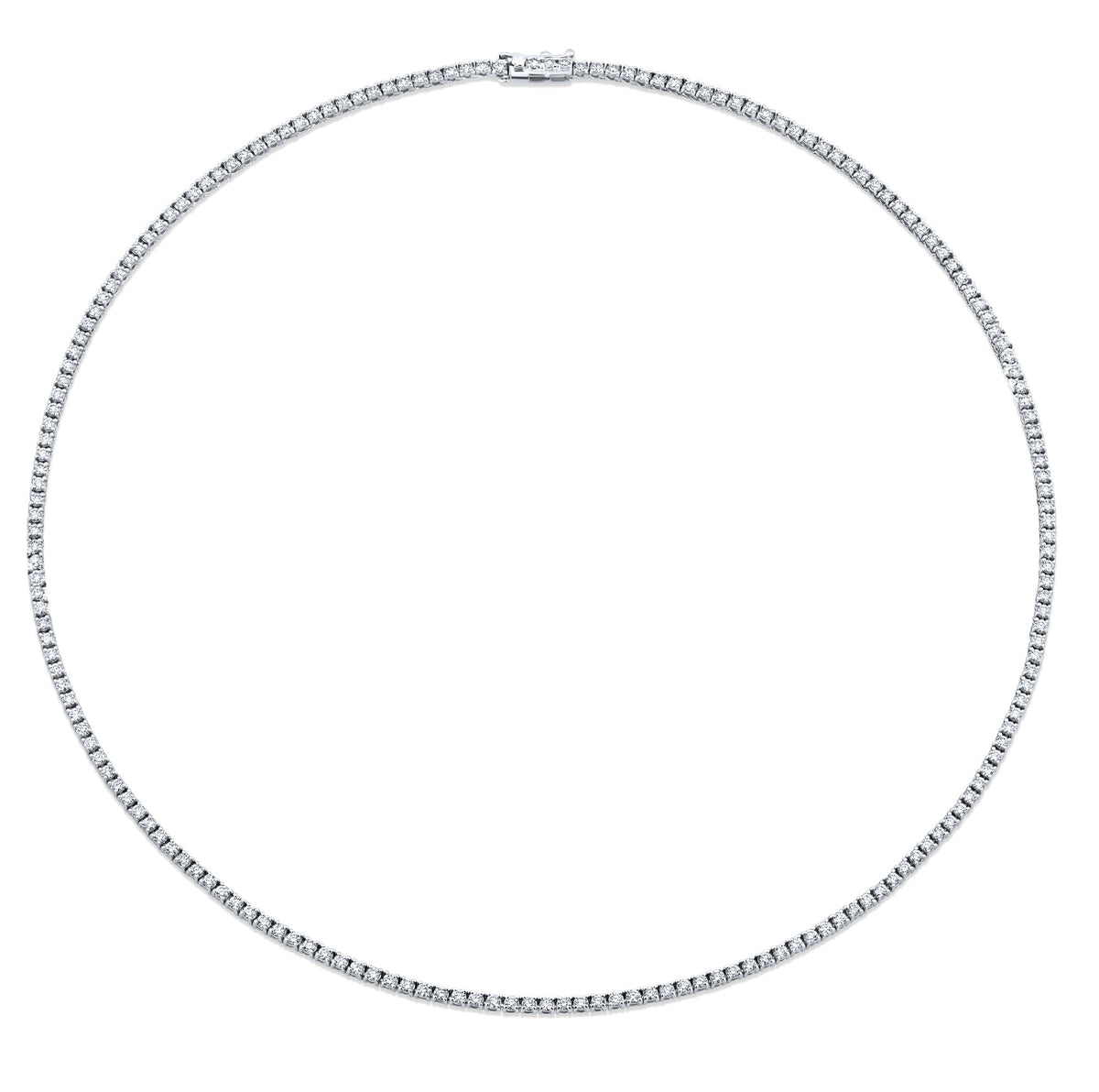 Norman Silverman 18K White Gold Straight Line Round=3.84 Tennis Necklace G/VS - N5100