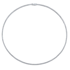 Norman Silverman 18K White Gold Straight Line Round=3.84 Tennis Necklace G/VS - N5100
