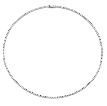 Norman Silverman 18K White Gold Straight Line Round=3.84 Tennis Necklace G/VS - N5100