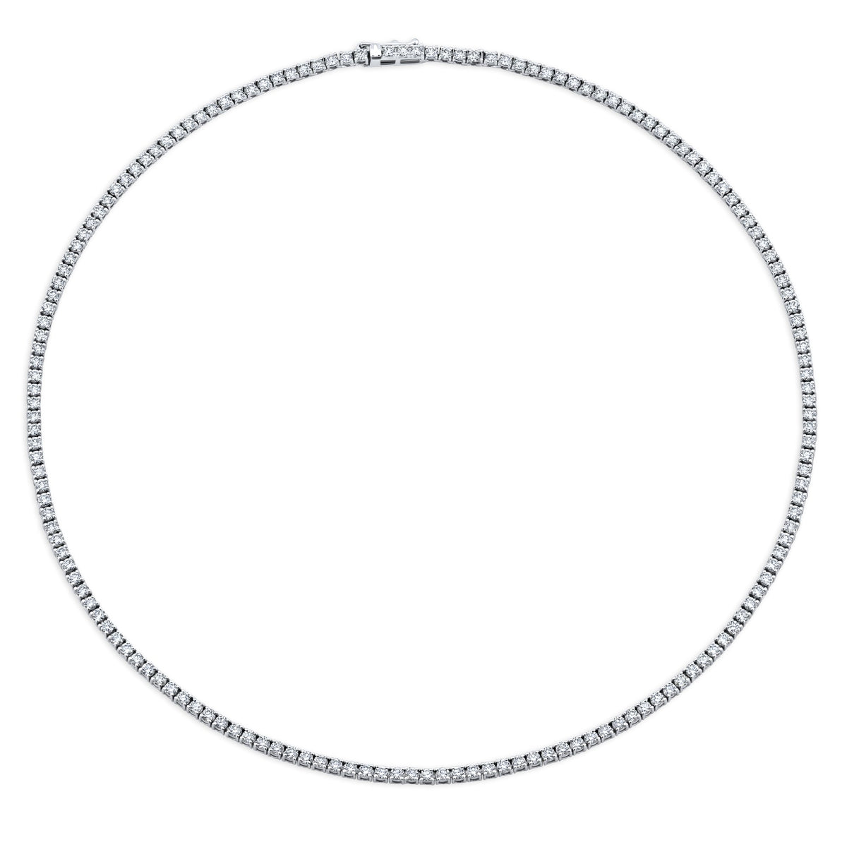 Norman Silverman 18K White Gold Straight Line Round=6.69 Tennis Necklace G/VS - N5114