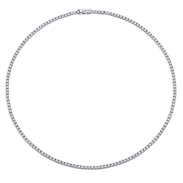Norman Silverman 18K White Gold Straight Line Round=6.69 Tennis Necklace G/VS - N5114