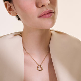 Bamboo Heart Necklace, Gold, Diamonds thumbnail