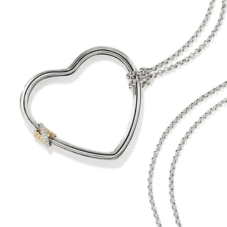 Bamboo Heart Necklace, Gold, Silver, Diamonds thumbnail