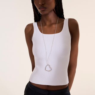 Bamboo Heart Necklace, Gold, Silver, Diamonds thumbnail