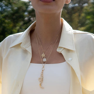 Slim "Rae" Locket Necklace with White Diamonds thumbnail