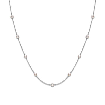 Akoya Cultured Pearl Station Necklace - 18K White Gold Mikimoto