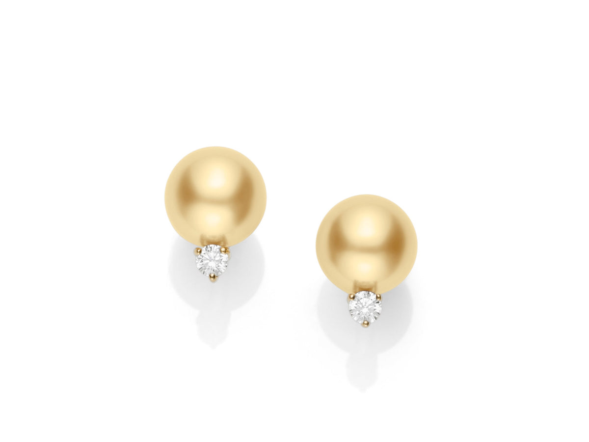 Basic Golden South Sea Pearl Earrings Mikimoto