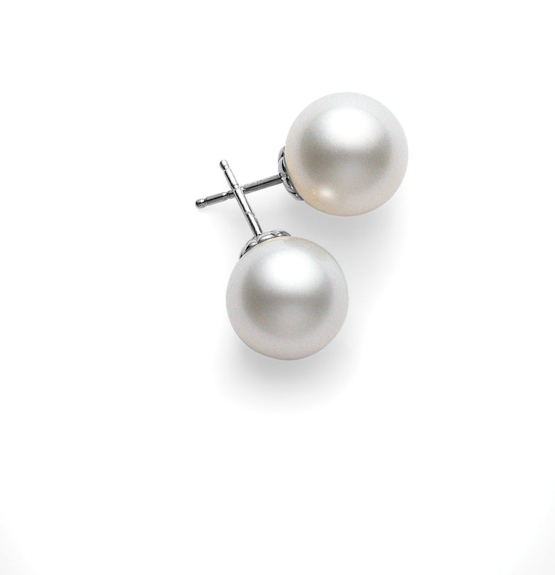 Basic White South Sea Pearl Earrings Mikimoto