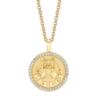 Aries Zodiac Coin Pendant With Diamond Frame thumbnail