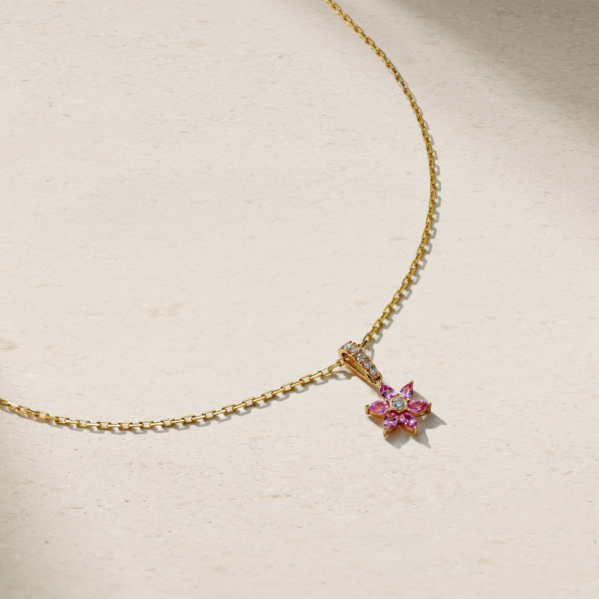 Daffodil Garden Pink Sapphire and Diamond Pendant