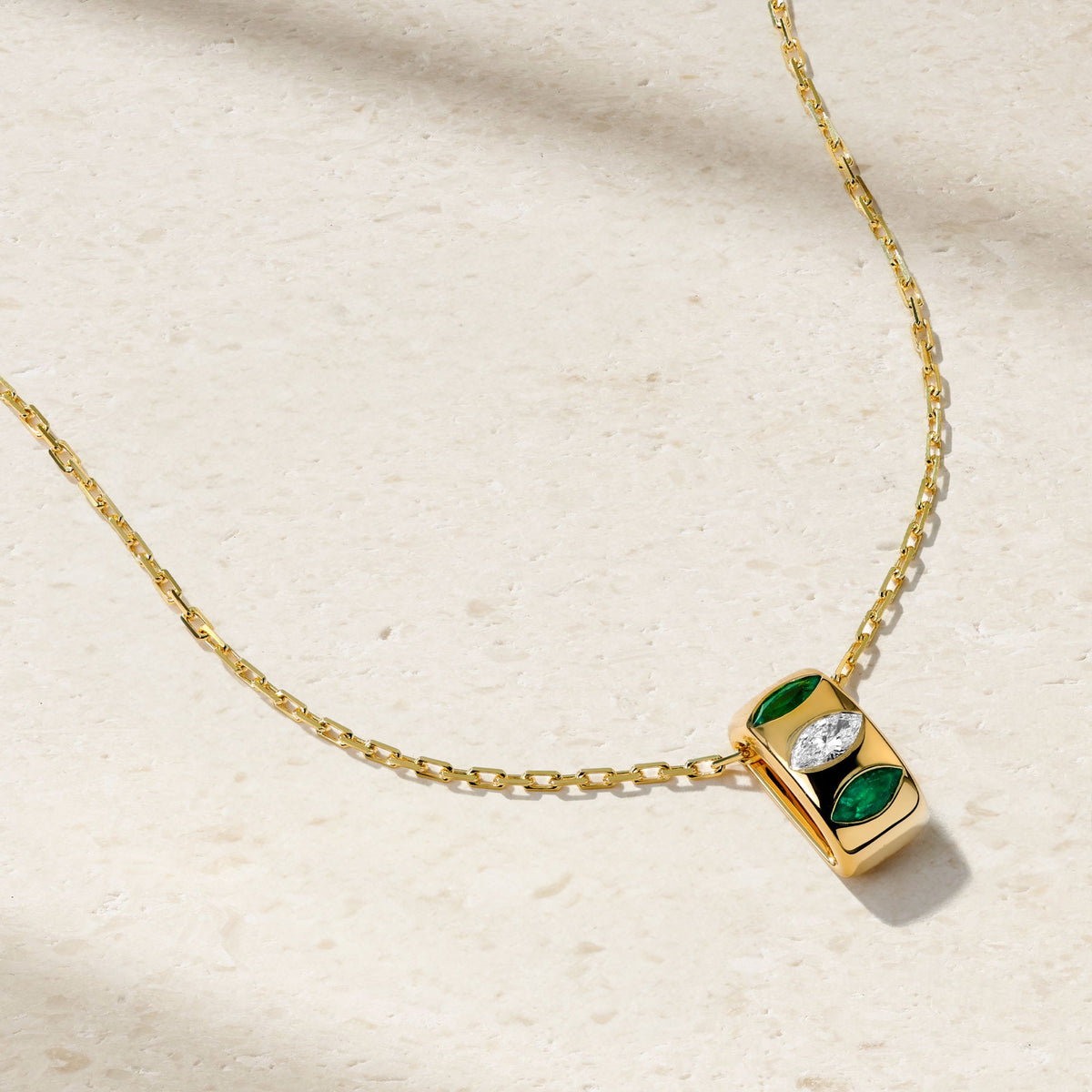 Guardian Emerald and Diamond Barrel Pendant