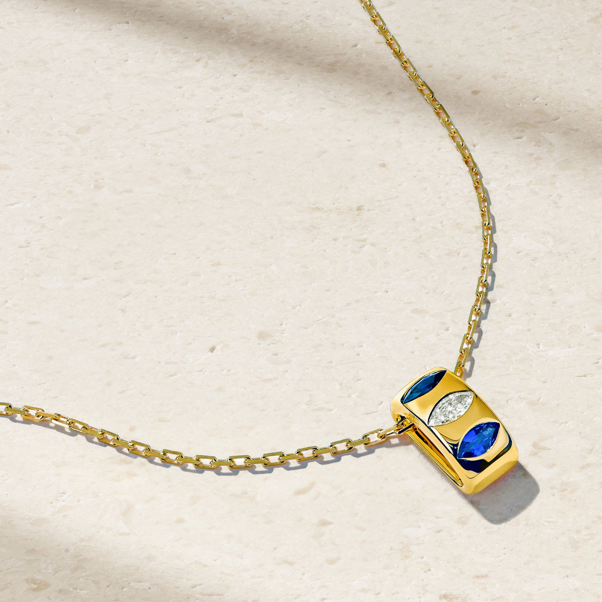 Guardian Sapphire and Diamond Barrel Pendant