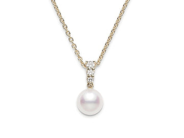 Morning Dew Akoya Cultured Pearl Pendant  in 18K Yellow Gold Mikimoto