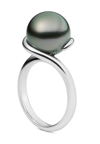 Twist Black South Sea Cultured Pearl Ring in White Gold thumbnail